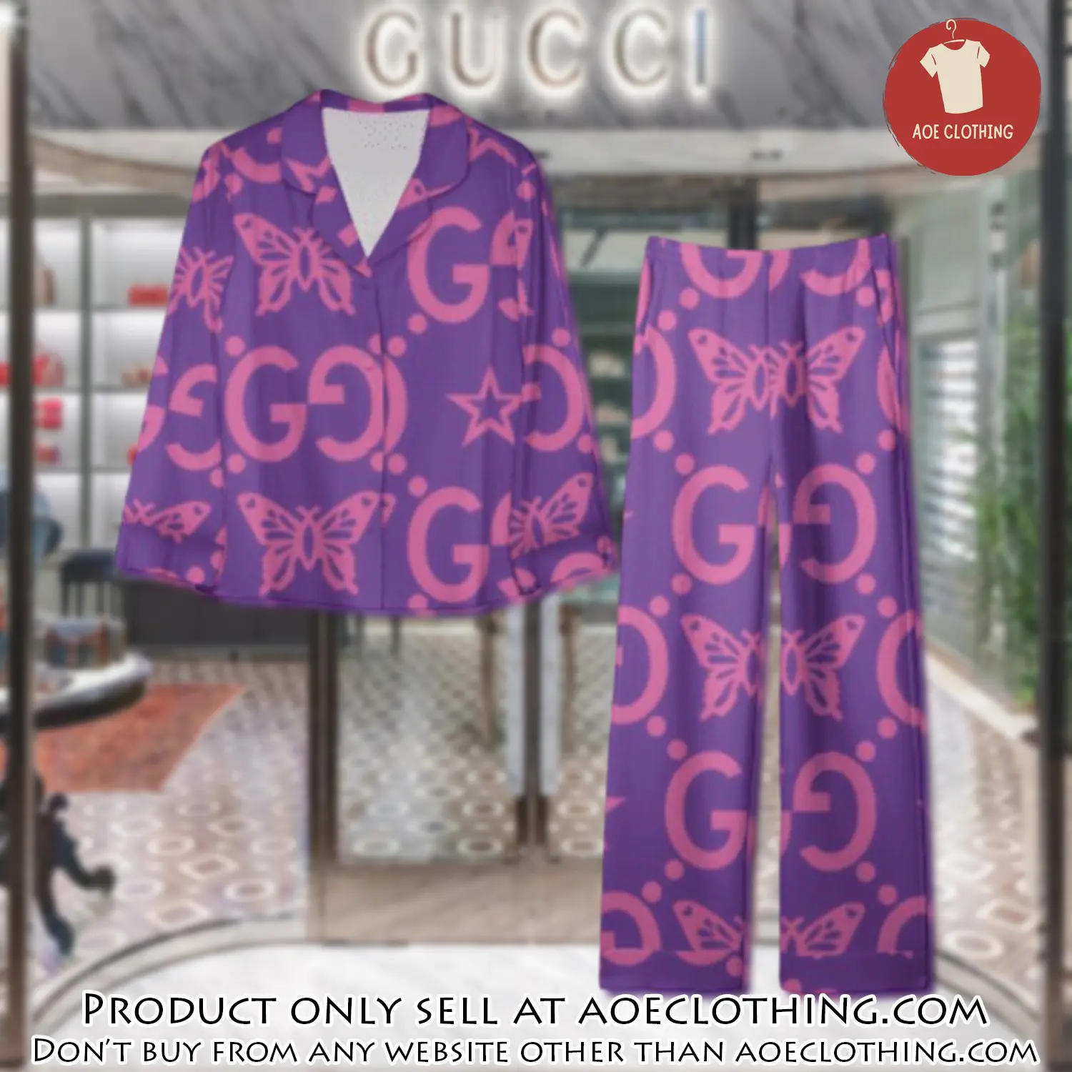 Trending luxury gc satin pajama set pjs1056 aoe2601807